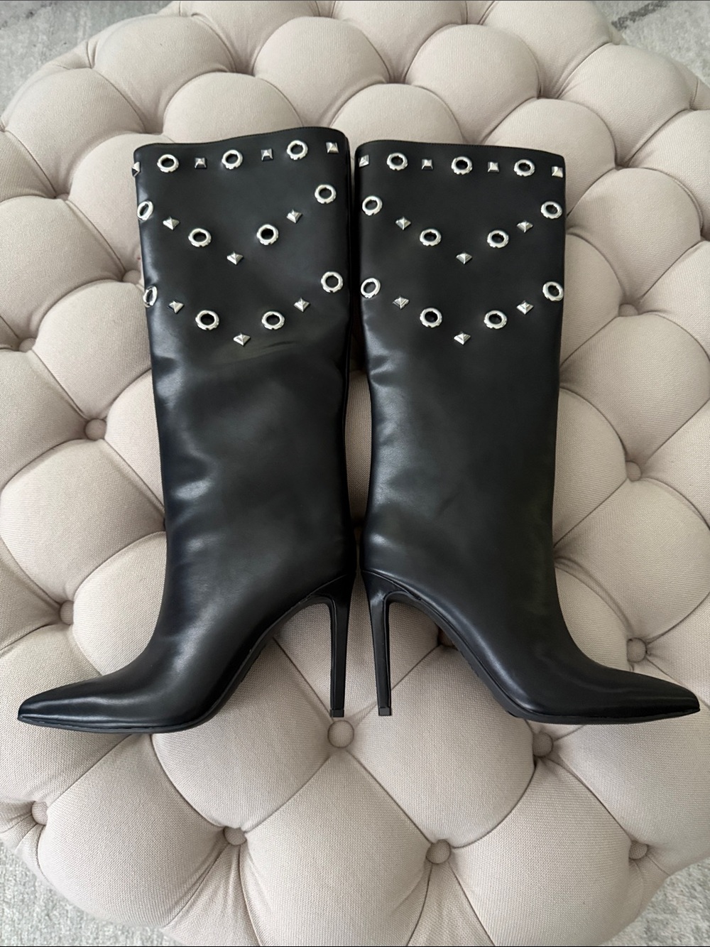 Black boots with silver details